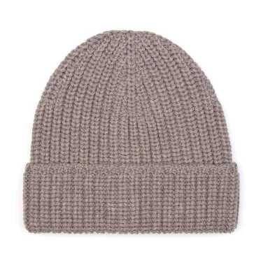 La Fileria Beige Knitted Wool Beanie Hat - 1