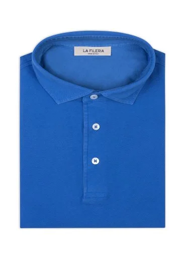 La Fileria Vintage Marin Blue Shirt Collar Slim Fit Cotton T-Shirt - 3