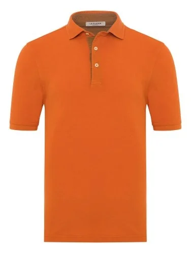 La Fileria Vintage Orange Shirt Collar Cotton Slim Fit T-Shirt - 1
