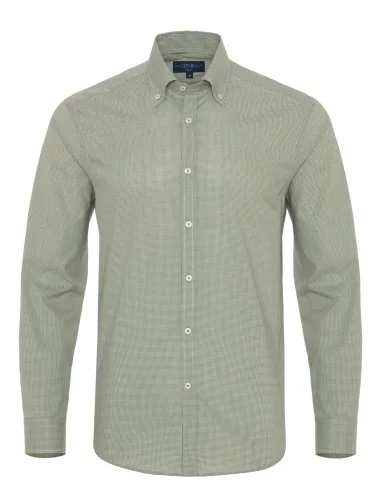 Light Green Plaid Button-down Collar Tailor Fit Shirt with Germirli - 1