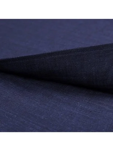 Germirli Navy Blue Thomas Mason Non Iron Lapel Collar Tailor Fit Linen Shirt - 5