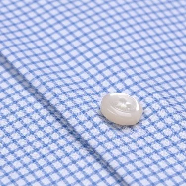 Non Iron Blue Square Patterned Button-down Collar Tailor Fit Journey Checkered Shirt with Germirli Pattern - 2