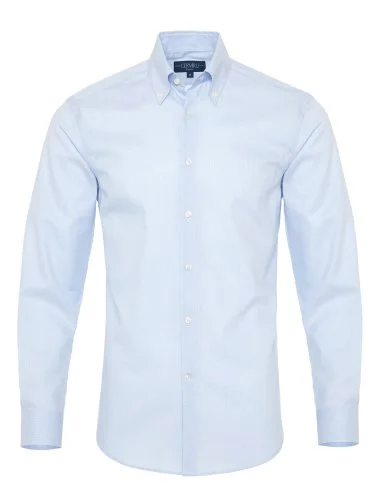 Germirli Non Iron Light Blue White Checkered Button-down Collar Tailor Fit Zero 24 Shirt - 1