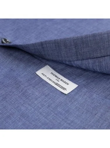 Non Iron Journey Aviator Blue Button-down Collar Tailor Fit Linen Shirt with Germirli - 3