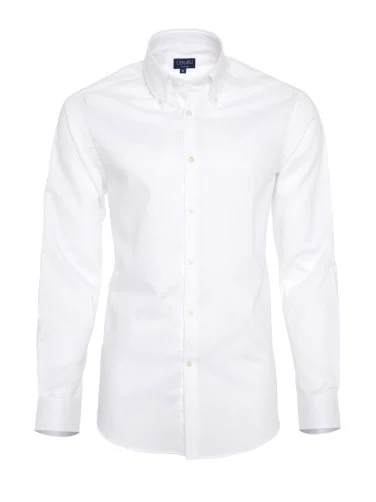Non Iron White Oxford Button-Down Collar Tailor Fit Shirt with Germirli - 1