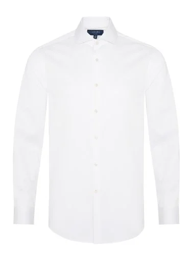 Germirli Non Iron White Satin Tailor Fit Italian Collar Shirt - 1