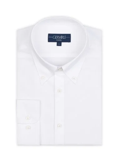 Non Iron White Twill Button-Down Collar Tailor Fit Zero 24 Shirt with Germirli - 2
