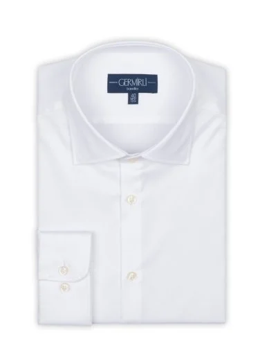 Non Iron White Twill Classic Collar Tailor Fit Shirt with Germirli - 2