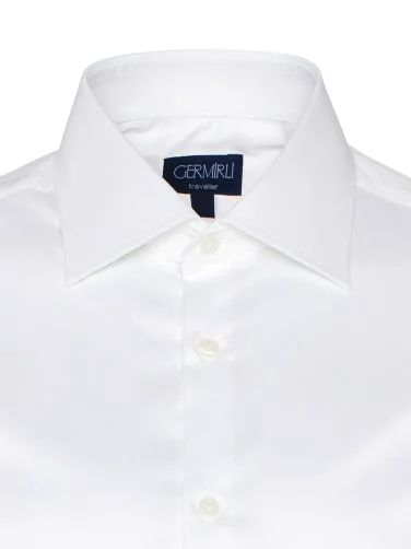 Non Iron White Twill Classic Collar Tailor Fit Shirt with Germirli - 3