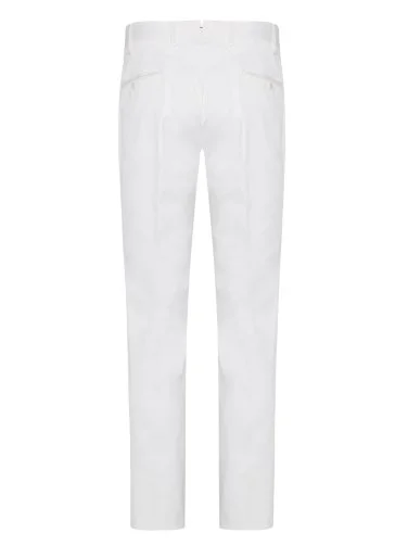 Sartoria Latorre Chino White Cotton Elastane Trousers - 3