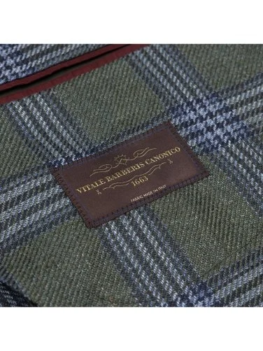 Sartoria Latorre Green Navy Blue Plaid Vitale Barberis Linen Silk Cotton Unlined Jacket - 4