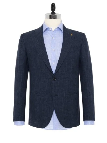Sartoria Latorre Navy Blue Loro Piana Summertime Wool Silk Linen Unlined Jacket - 1