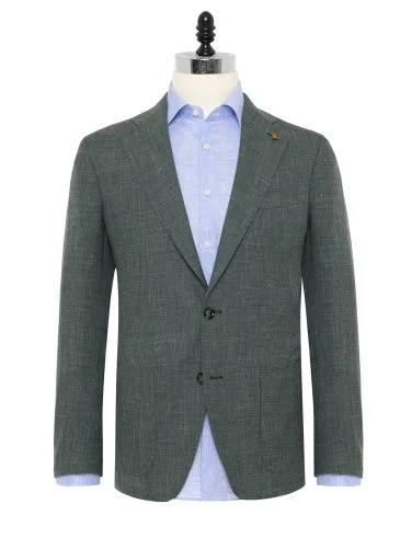 Sartoria Latorre Green Loro Piana Summertime Wool Silk Linen Unlined Jacket - 1