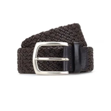 Stefano Corsini Brown Leather Cotton Braided Belt - 1