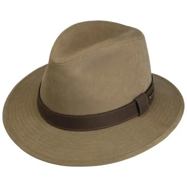 Stetson Beige Color Traveler Waxed Cotton UV Protection Water Repellent Hat - 1