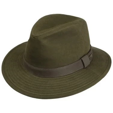 Stetson Olive Green Traveler Waxed Cotton UV Protection Water Repellent Hat - 1