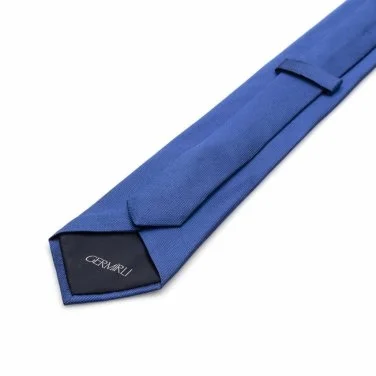Germirli Plain Parliament Blue Silk Tie with Neckline - 2