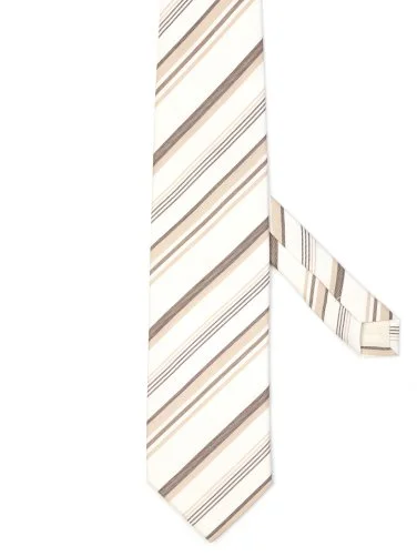 Feraud Kırık Beyaz Kahve Çizgili İtalyan Kravat - 1