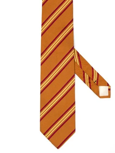 Feraud Turuncu İnce Şerit Çizgili İtalyan Kravat - 1