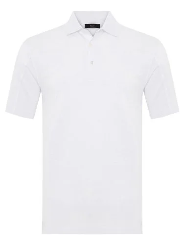 Gallus Beyaz Gömlek Yaka Merserize Regular Fit Tişört - 1