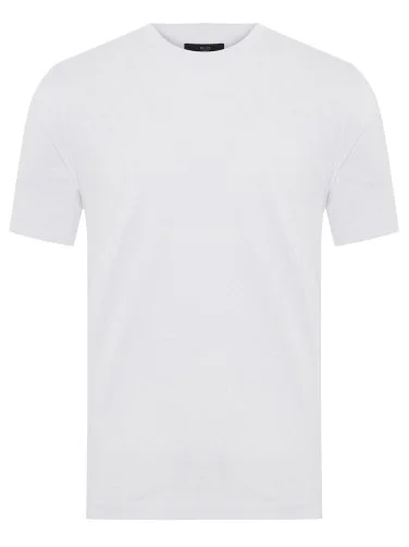 Gallus Beyaz Örme Bisiklet Yaka Merserize Regular Fit Tişört - 1