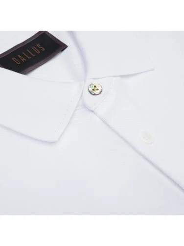 Gallus Beyaz Polo Yaka Pike Pamuk Regular Fit Tişört - 3