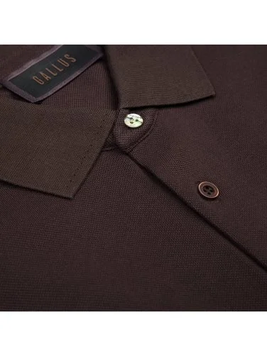 Gallus Kahverengi Polo Yaka Pike Pamuk Regular Fit Tişört - 3