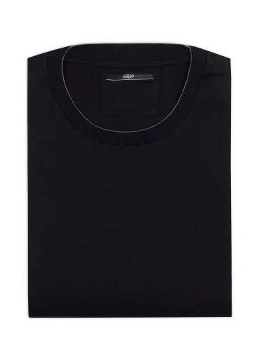 Gallus Lacivert Slim Fit Örme Bisiklet Yaka Pamuk Uzun Kollu Tişört - 2