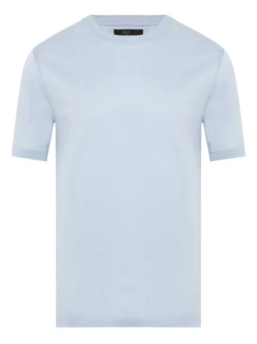 Gallus Mavi Örme Bisiklet Yaka Regular Fit Merserize Tişört - 1