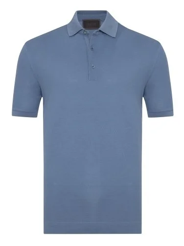 Gallus Mavi Polo Yaka Pike Pamuk Regular Fit Tişört - 1