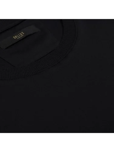 Gallus Siyah Örme Bisiklet Yaka Merserize Regular Fit Tişört - 2