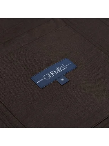 Germirli Acı Kahve Utility Kapak Cepli Pamuk Keten Safari Ceket Gömlek - 3