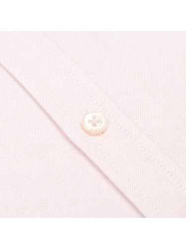 Germirli Açık Pembe Tailor Fit Rahat Kalıp Düğmeli Yaka Spor Oxford Organik Pamuk Gömlek - 3