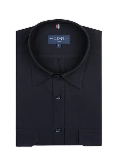 Germirli Albiate Lacivert Tailor Fit Spor Oxford Erkek Utility Gömlek - 2