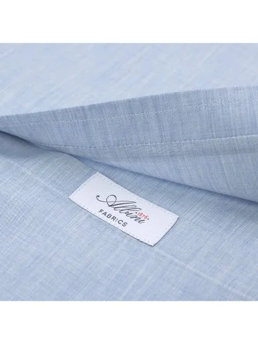 Germirli Albini Açık Mavi Melanj Düğmeli Yaka Tailor Fit Pamuk Vual Gömlek - 3