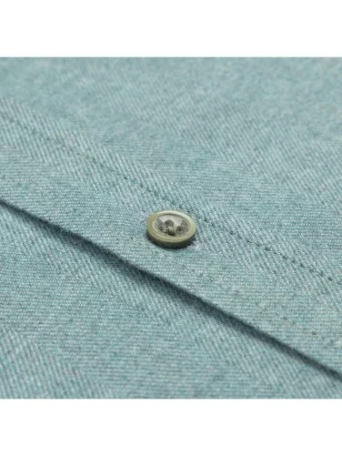 Germirli Albini Apres Ski Yeşil Balıksırtı Tailor Fit Düğmeli Yaka Lyocell Pamuk Flanel Gömlek - 3