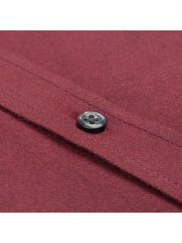 Germirli Albini Bordo Tailor Fit Düğmeli Yaka Organik Pamuk Flanel Gömlek - 3