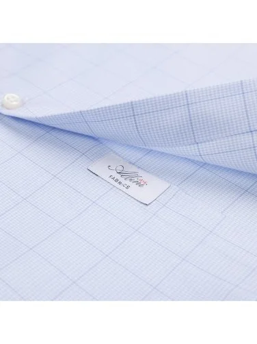 Germirli Albini Doğal Streç Exclusive Mavi Desenli Tailor Fit Düğmeli Yaka Organik Pamuk Gömlek - 3