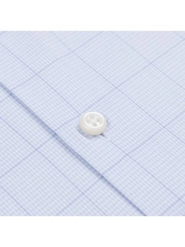 Germirli Albini Doğal Streç Exclusive Mavi Desenli Tailor Fit Düğmeli Yaka Organik Pamuk Gömlek - 4