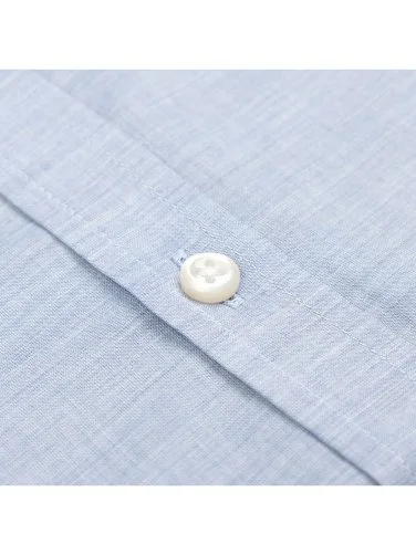 Germirli Albini Düğmeli Yaka Tailor Fit Mavi Pamuk Vual Erkek Gömlek - 3