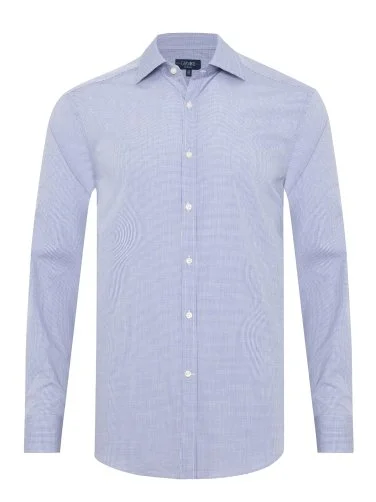 Germirli Albini Exclusive Lacivert Pötikare Tailor Fit Pamuk Gömlek - 1