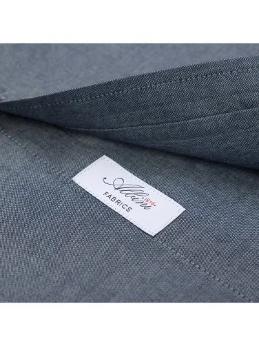 Germirli Albini İndigo Rengi Düğmeli Yaka Tailor Fit Pamuk Denim Gömlek - 3