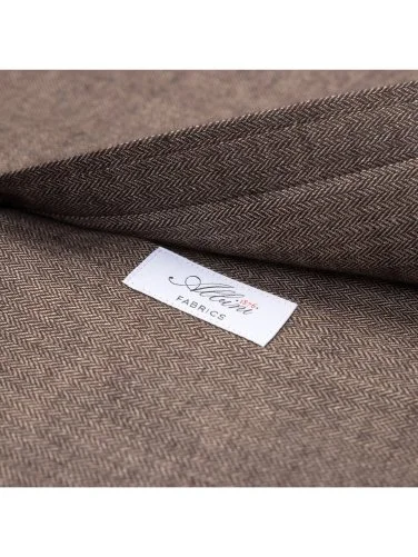 Germirli Albini Kahverengi Balıksırtı Düğmeli Yaka Tailor Fit Keten Yün Gömlek - 4