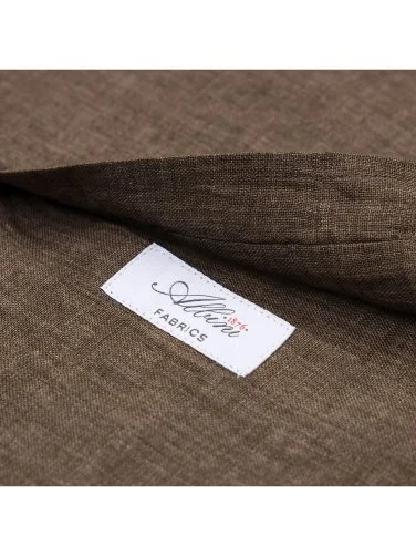 Germirli Albini Kahverengi Düğmeli Yaka Tailor Fit Delave Keten Gömlek - 4