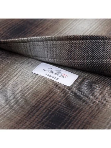 Germirli Albini Kahverengi Gri Ekoseli Flanel Tailor Fit Pamuk Oduncu Gömlek - 2