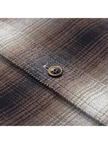 Germirli Albini Kahverengi Gri Ekoseli Flanel Tailor Fit Pamuk Oduncu Gömlek - 3