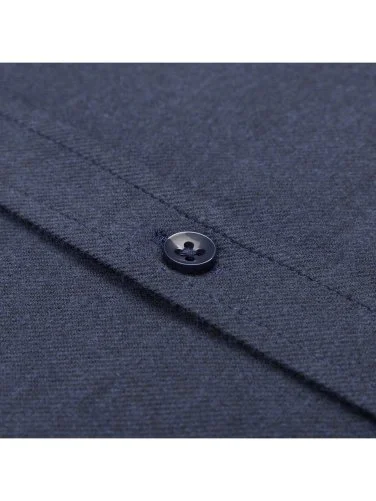 Germirli Albini Lacivert Tailor Fit Düğmeli Yaka Organik Pamuk Flanel Gömlek - 3