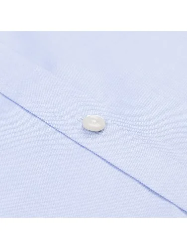 Germirli Albini Mavi Exclusive Piumino Piquet 100 Klasik Yaka Tailor Fit Pamuk Gömlek - 3