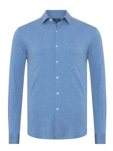 Germirli Albini Mavi Melanj 4Flex Formula Active Pamuklu Slim Fit Gömlek - 1