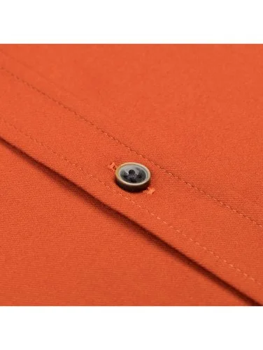 Germirli Albini Turuncu Tailor Fit Düğmeli Yaka Flanel Gömlek - 3